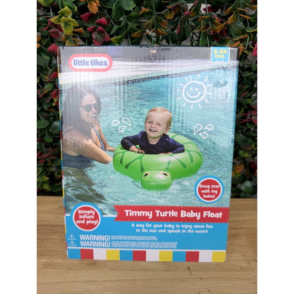 Little Tikes Timmy Turtle Baby Float Green Inflatable Pool Seat 6-24 Months NEW